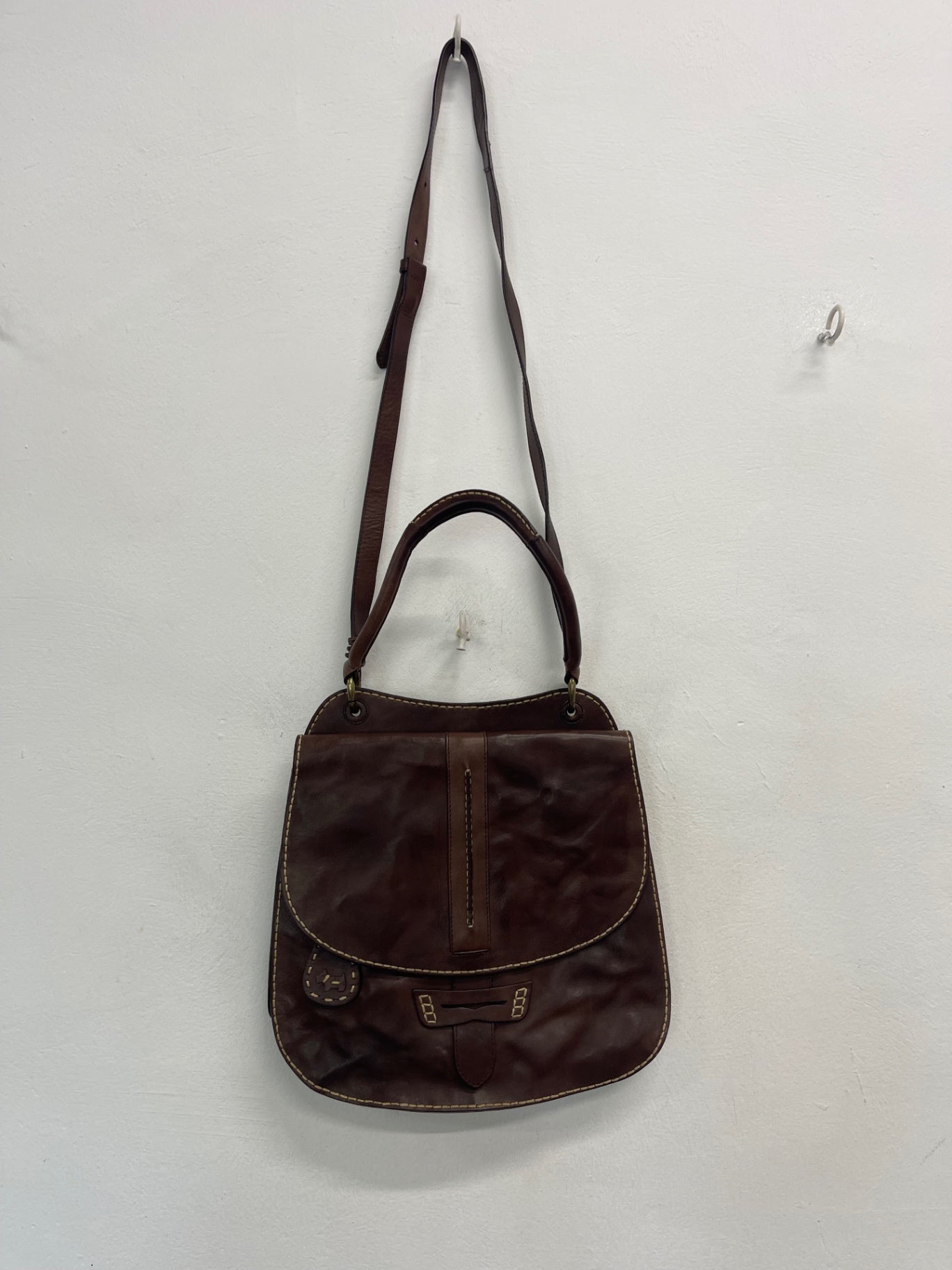 Fabulous Radley Trinity Square Saddle Handbag Medium Brown JC582