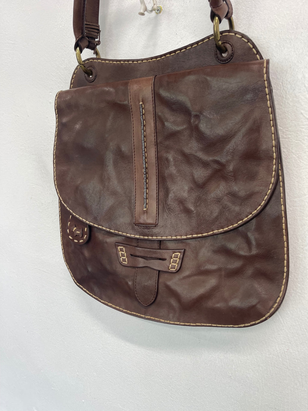 Fabulous Radley Trinity Square Saddle Handbag Medium Brown JC582