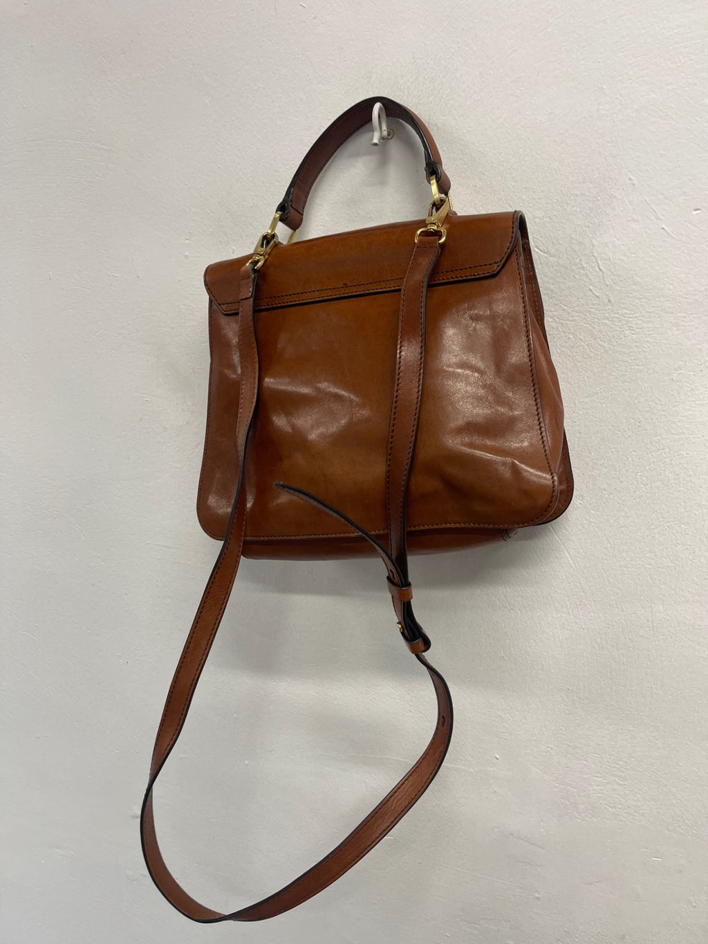 Fabulous The Bridge vintage saddle Handbag Medium Cognac Brown JC582