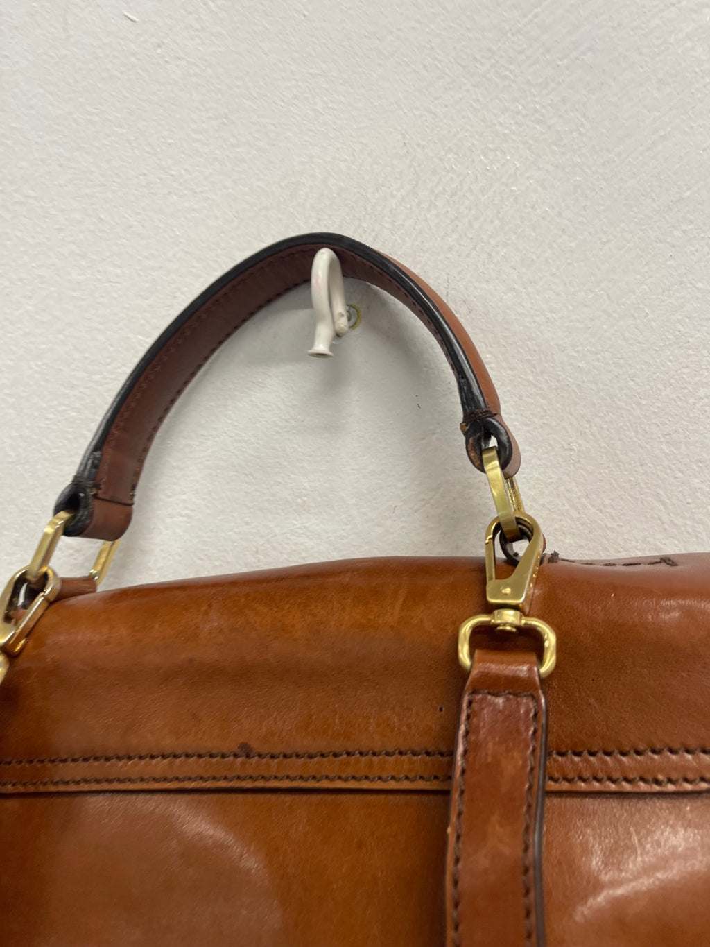 Fabulous The Bridge vintage saddle Handbag Medium Cognac Brown JC582