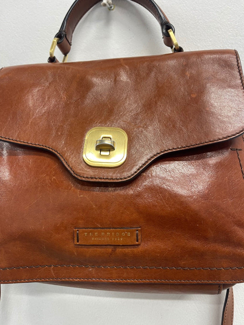 Fabulous The Bridge vintage saddle Handbag Medium Cognac Brown JC582