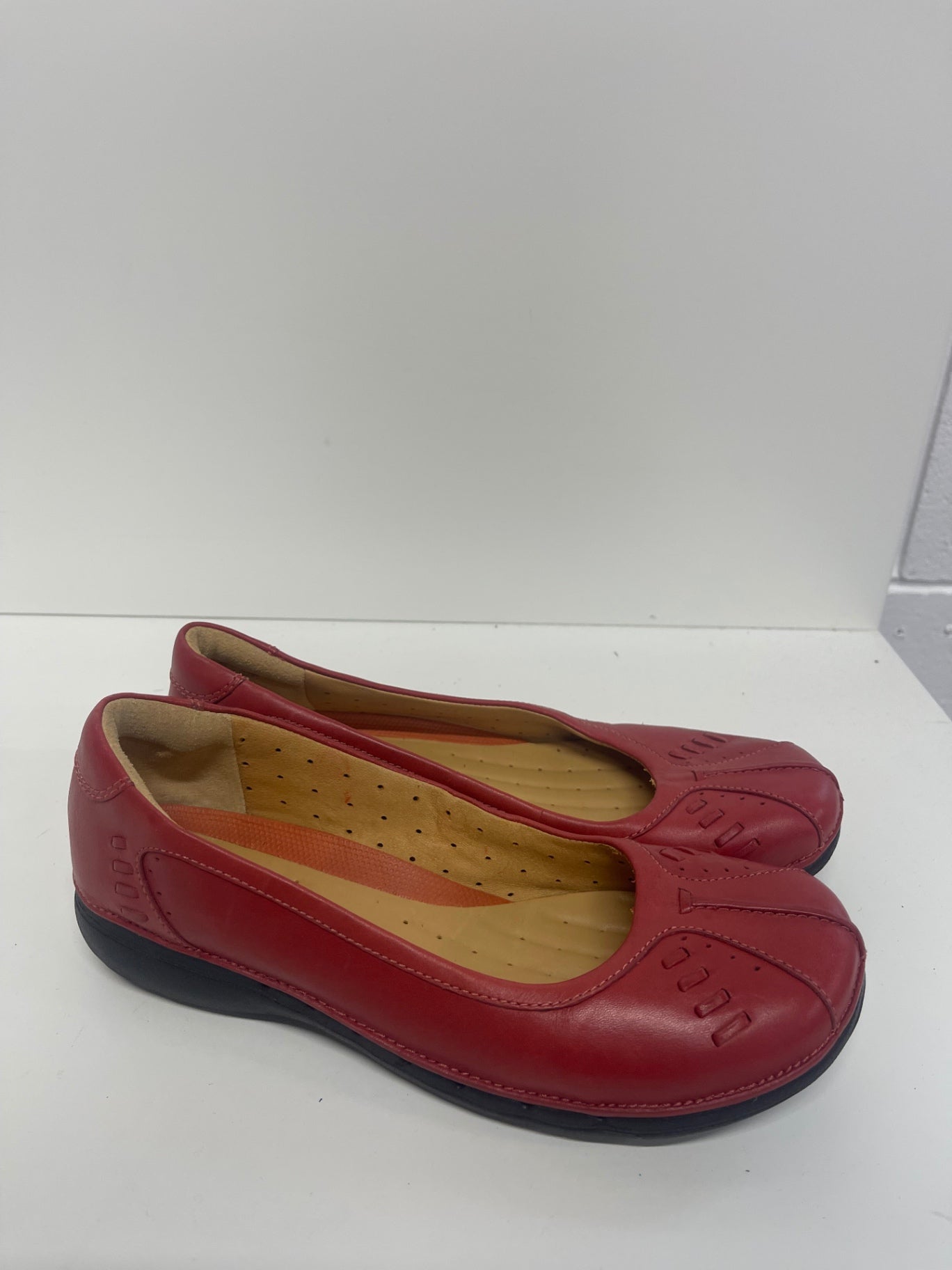 Fabulous Clark’s Unstructured Red Leather Ballet Flats Uk 6 D JC582