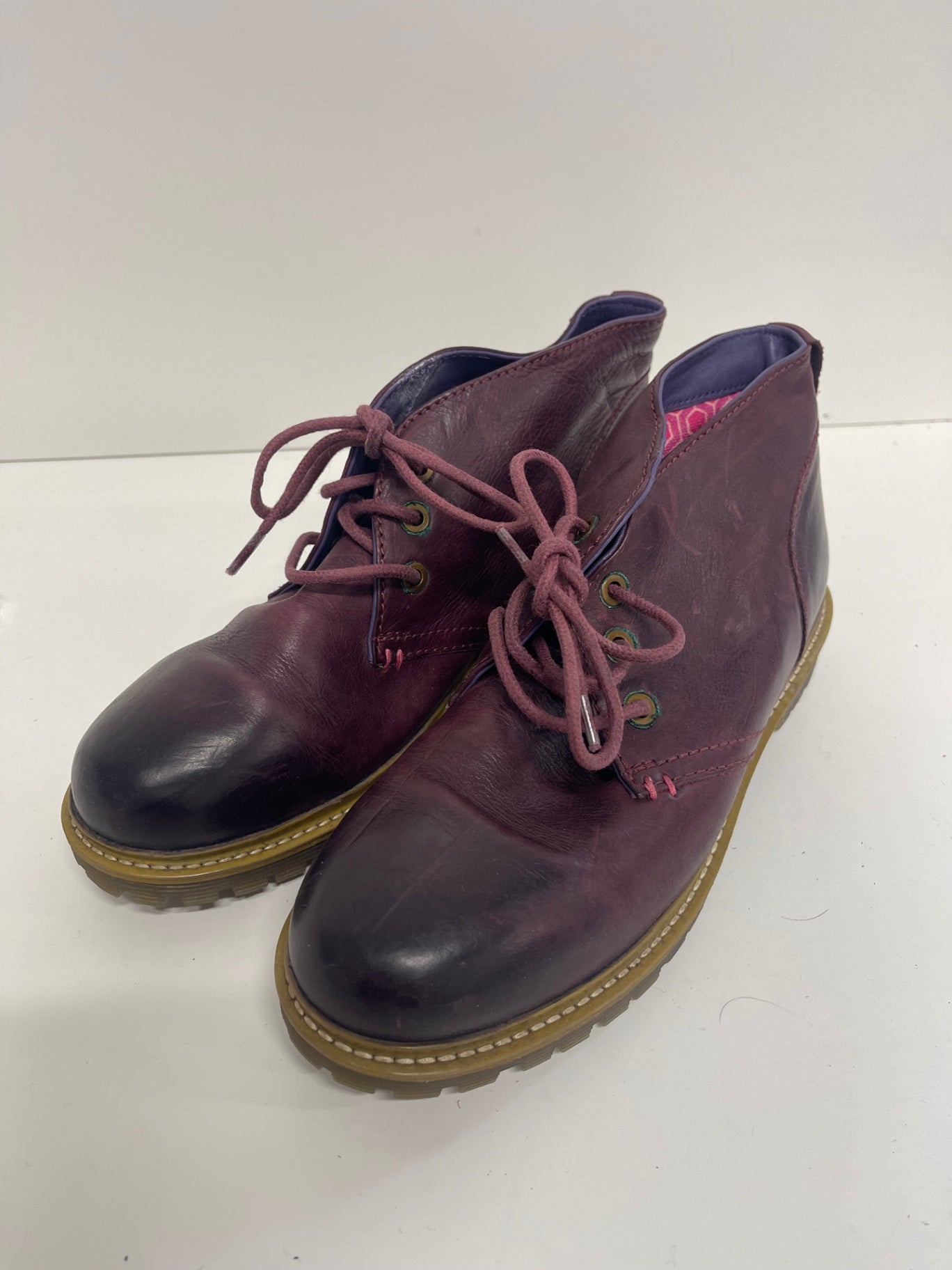 Fabulous Moshulu leather lace up Boots EUR40 Uk7 Burgundy JC582