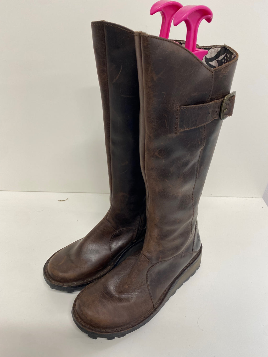Fabulous Fly London Knee high Boots Mol2 boho UK6 Brown JC582