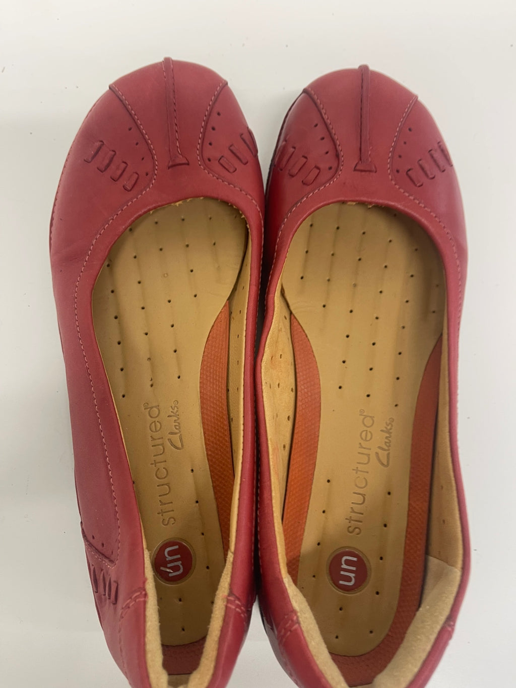 Fabulous Clark’s Unstructured Red Leather Ballet Flats Uk 6 D JC582