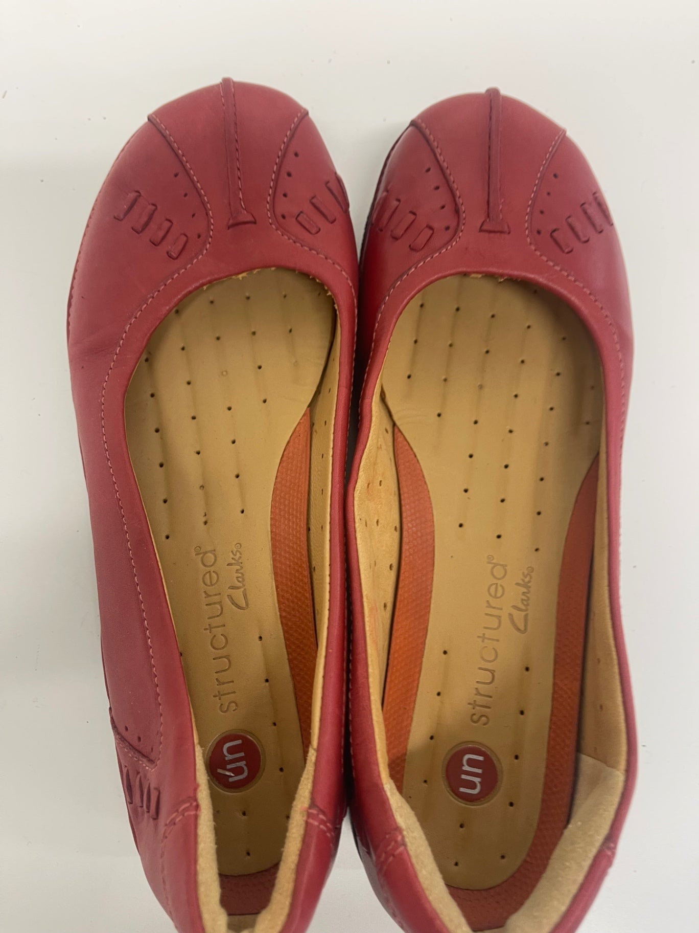 Fabulous Clark’s Unstructured Red Leather Ballet Flats Uk 6 D JC582