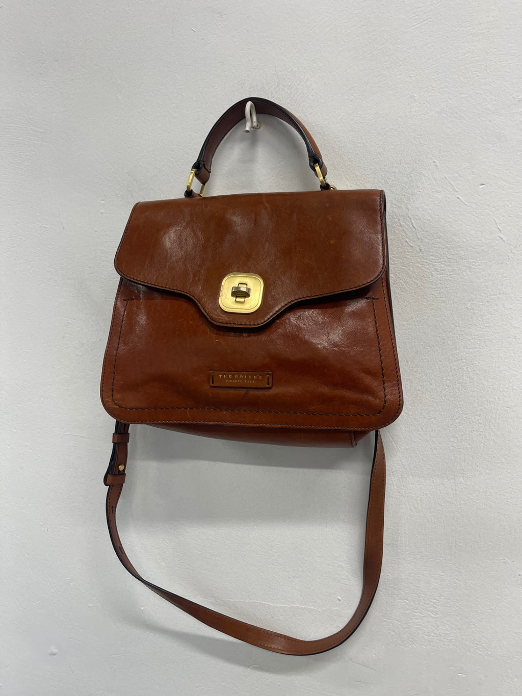Fabulous The Bridge vintage saddle Handbag Medium Cognac Brown JC582