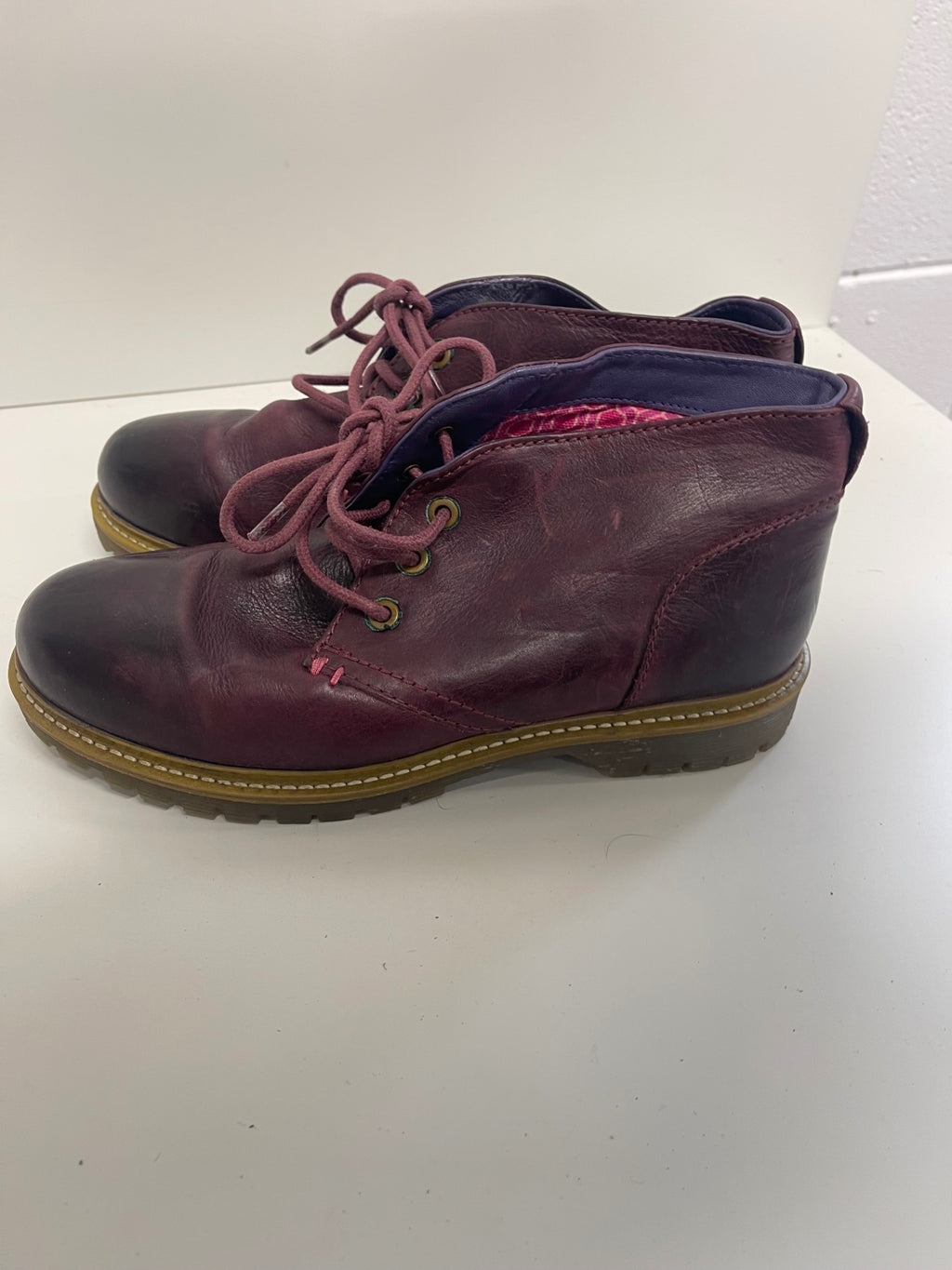 Fabulous Moshulu leather lace up Boots EUR40 Uk7 Burgundy JC582