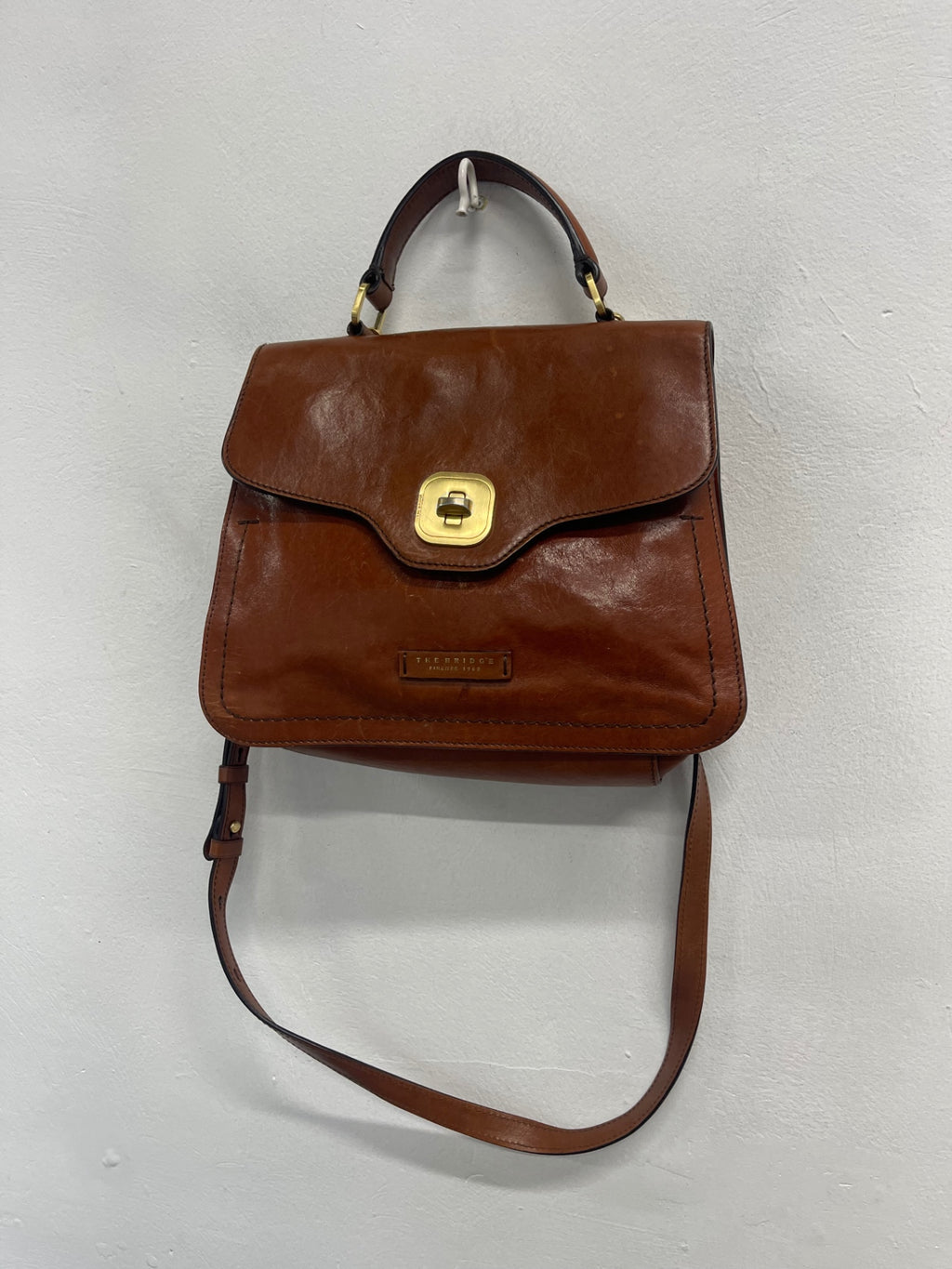 Fabulous The Bridge vintage saddle Handbag Medium Cognac Brown JC582
