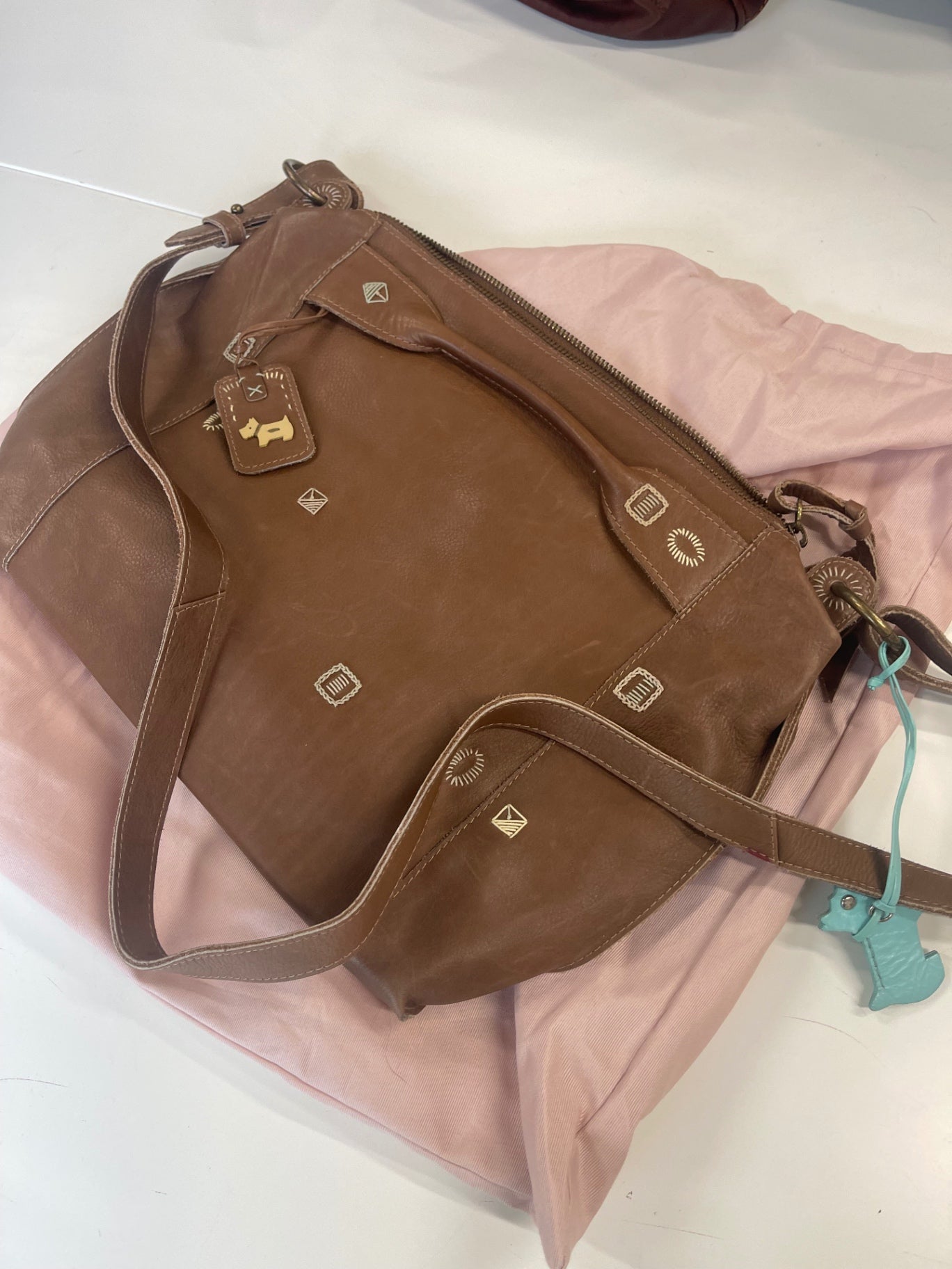 Fabulous rare  Radley boho embroidered Bag Brown Conker JC582