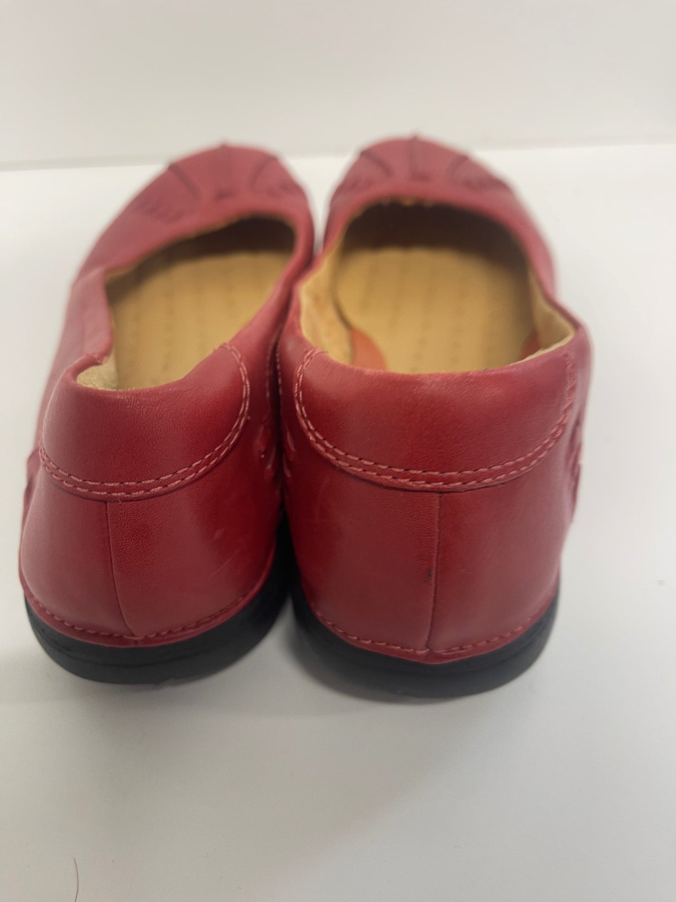 Fabulous Clark’s Unstructured Red Leather Ballet Flats Uk 6 D JC582