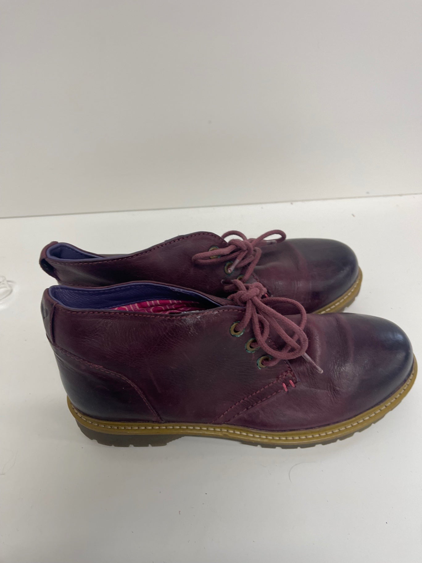 Fabulous Moshulu leather lace up Boots EUR40 Uk7 Burgundy JC582