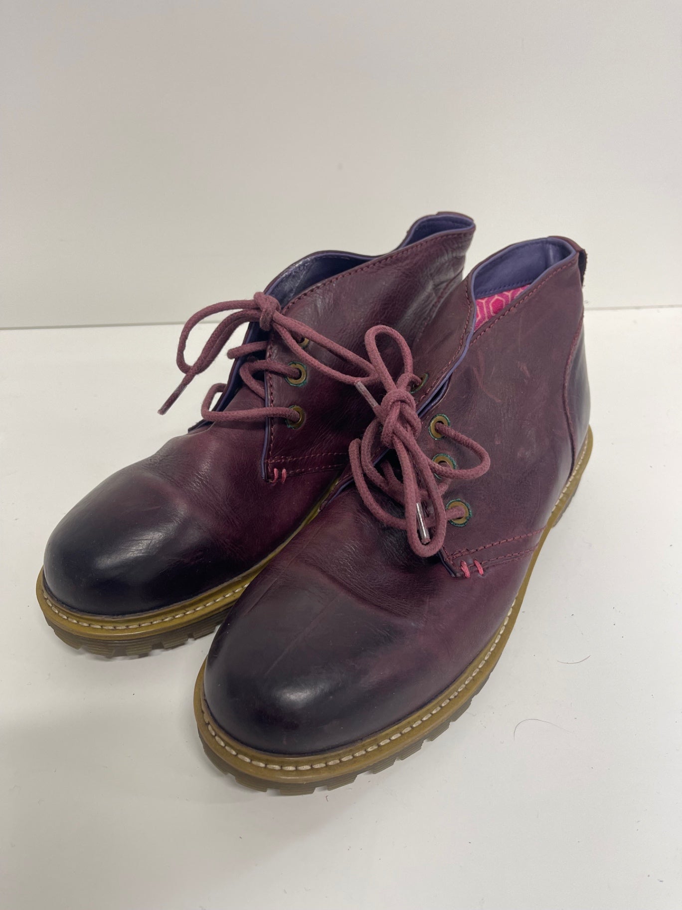 Fabulous Moshulu leather lace up Boots EUR40 Uk7 Burgundy JC582
