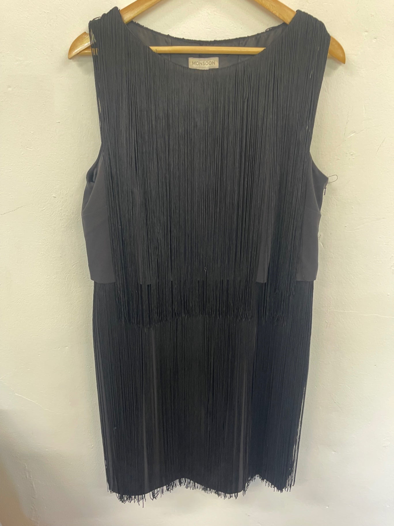 Fabulous Monsoon tassel 1920’s  Dress Uk14 Black Tassels DF583