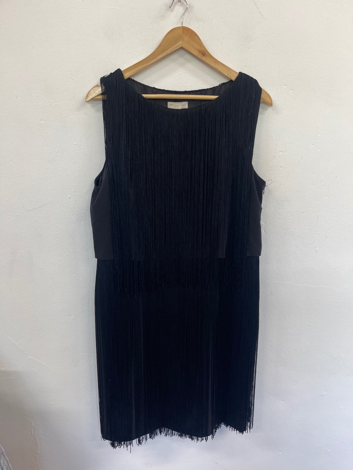 Fabulous Monsoon tassel 1920’s  Dress Uk14 Black Tassels DF583