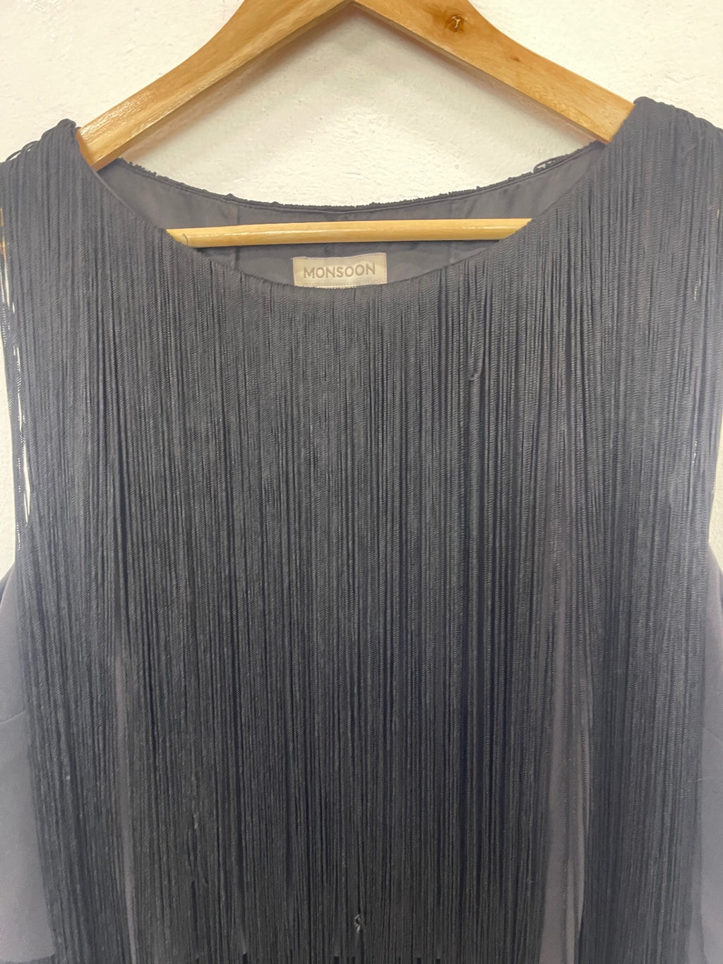Fabulous Monsoon tassel 1920’s  Dress Uk14 Black Tassels DF583