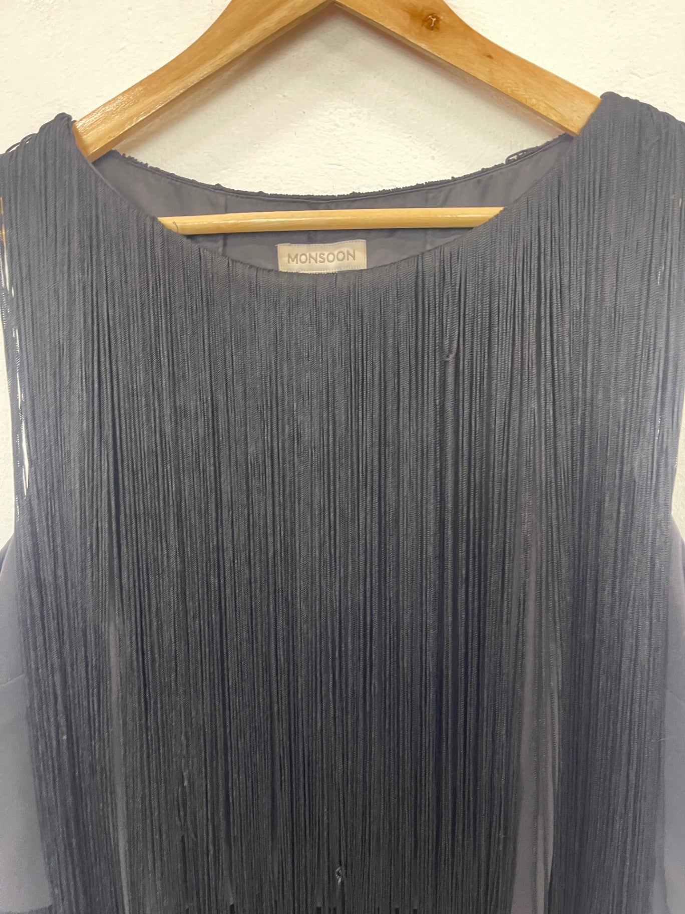 Fabulous Monsoon tassel 1920’s  Dress Uk14 Black Tassels DF583