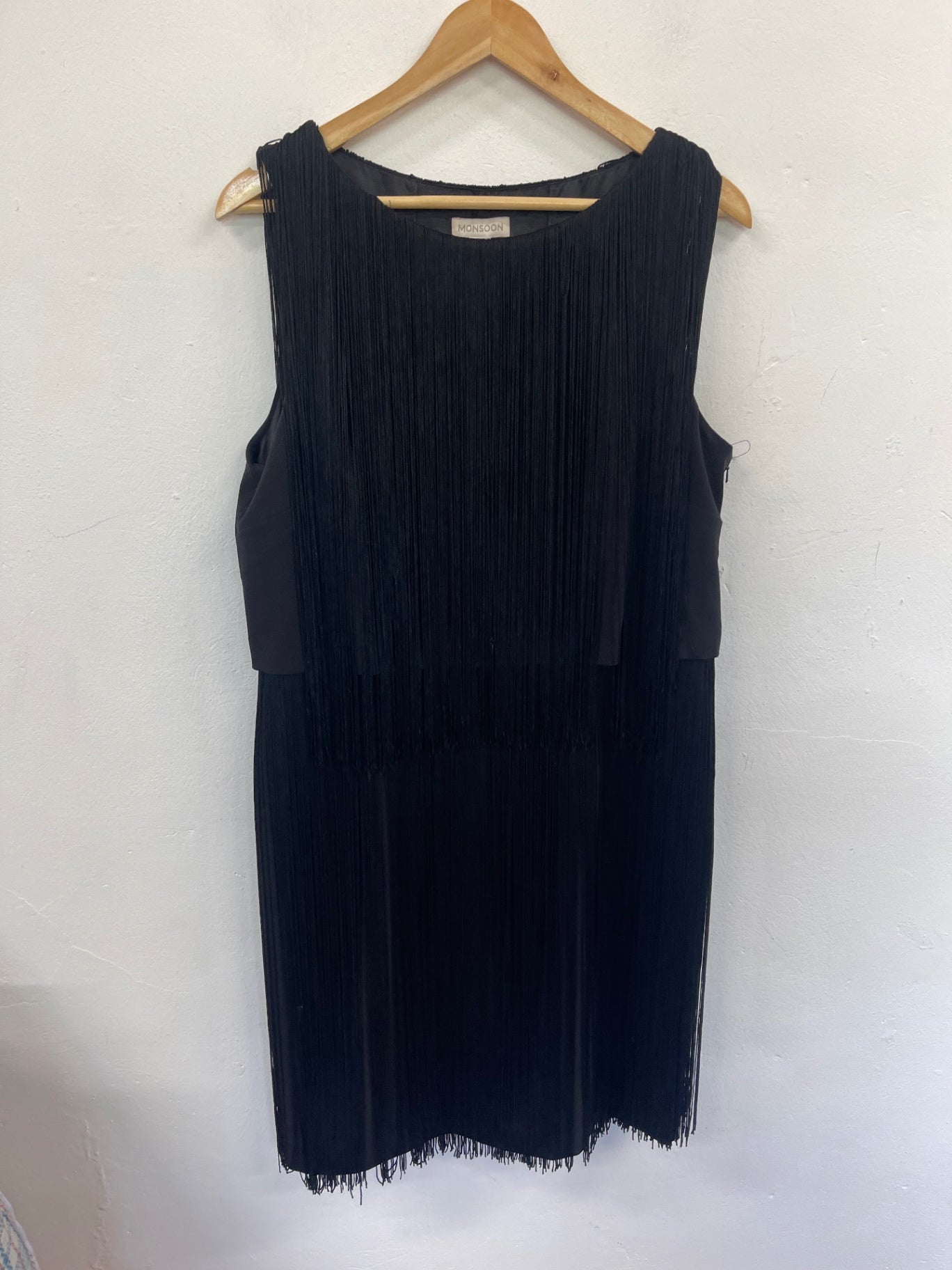 Fabulous Monsoon tassel 1920’s  Dress Uk14 Black Tassels DF583