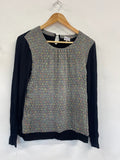 Fabulous BRORA silk front Long sleeve top UK16 boho ethnic LD584