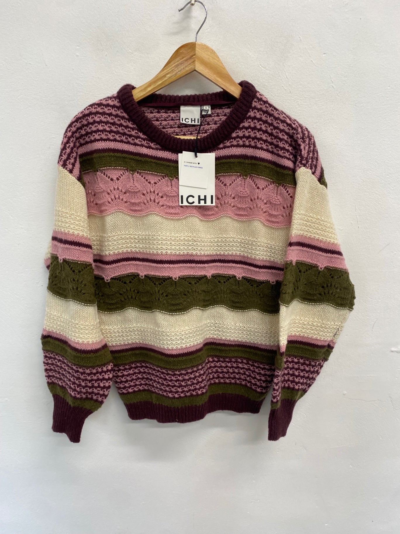 Fabulous ICHI Hastra cotragecore Sweater UkXS Pink & Purple SN585