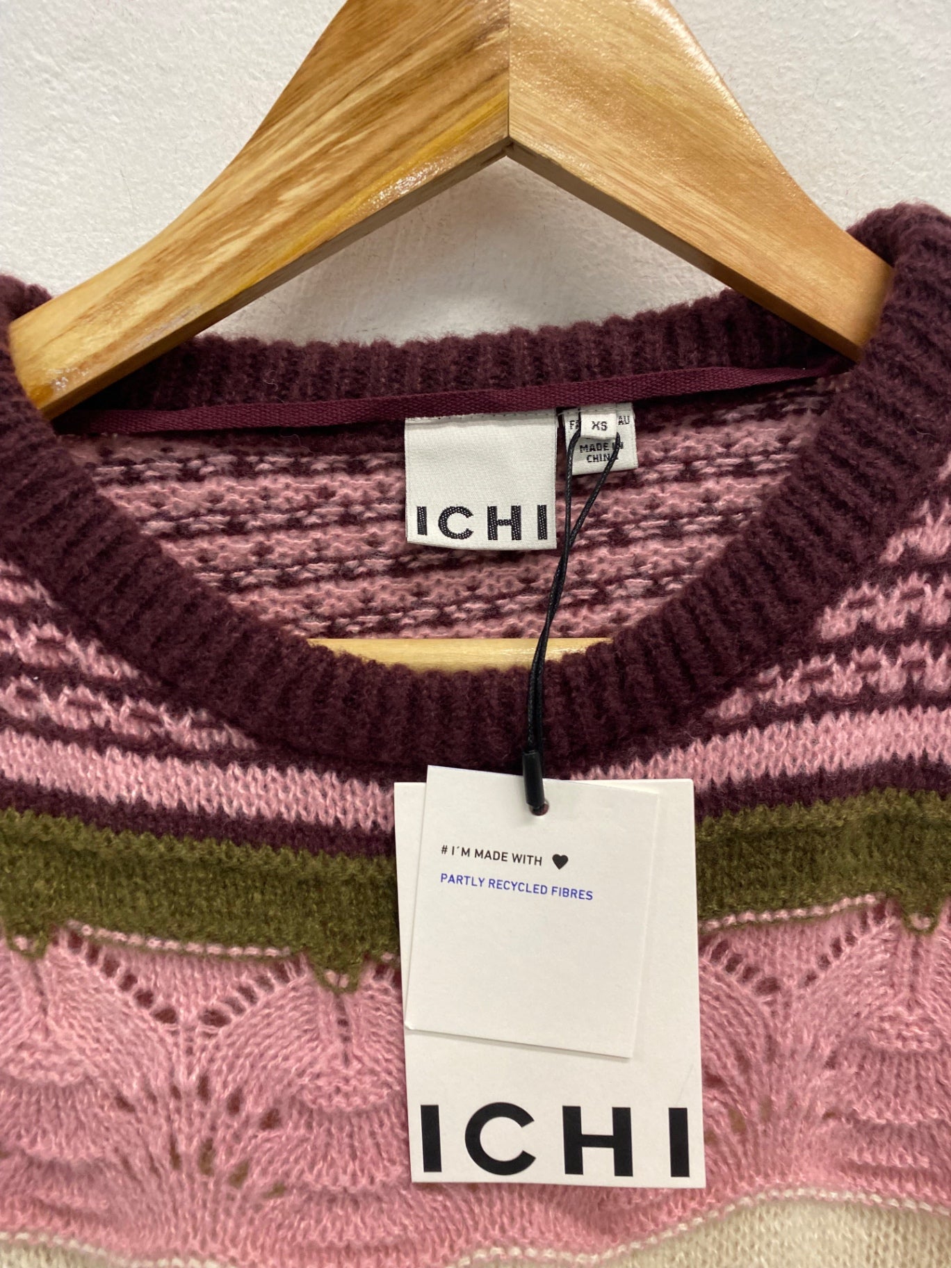 Fabulous ICHI Hastra cotragecore Sweater UkXS Pink & Purple SN585