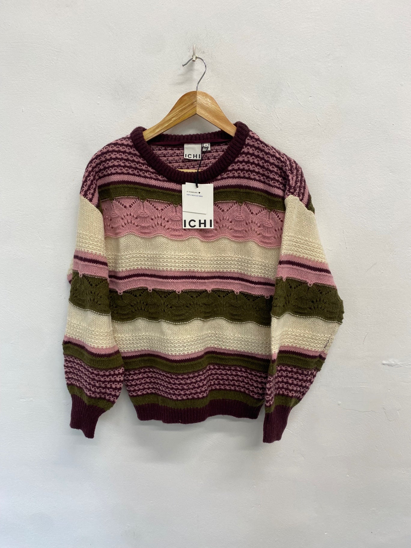 Fabulous ICHI Hastra cotragecore Sweater UkXS Pink & Purple SN585