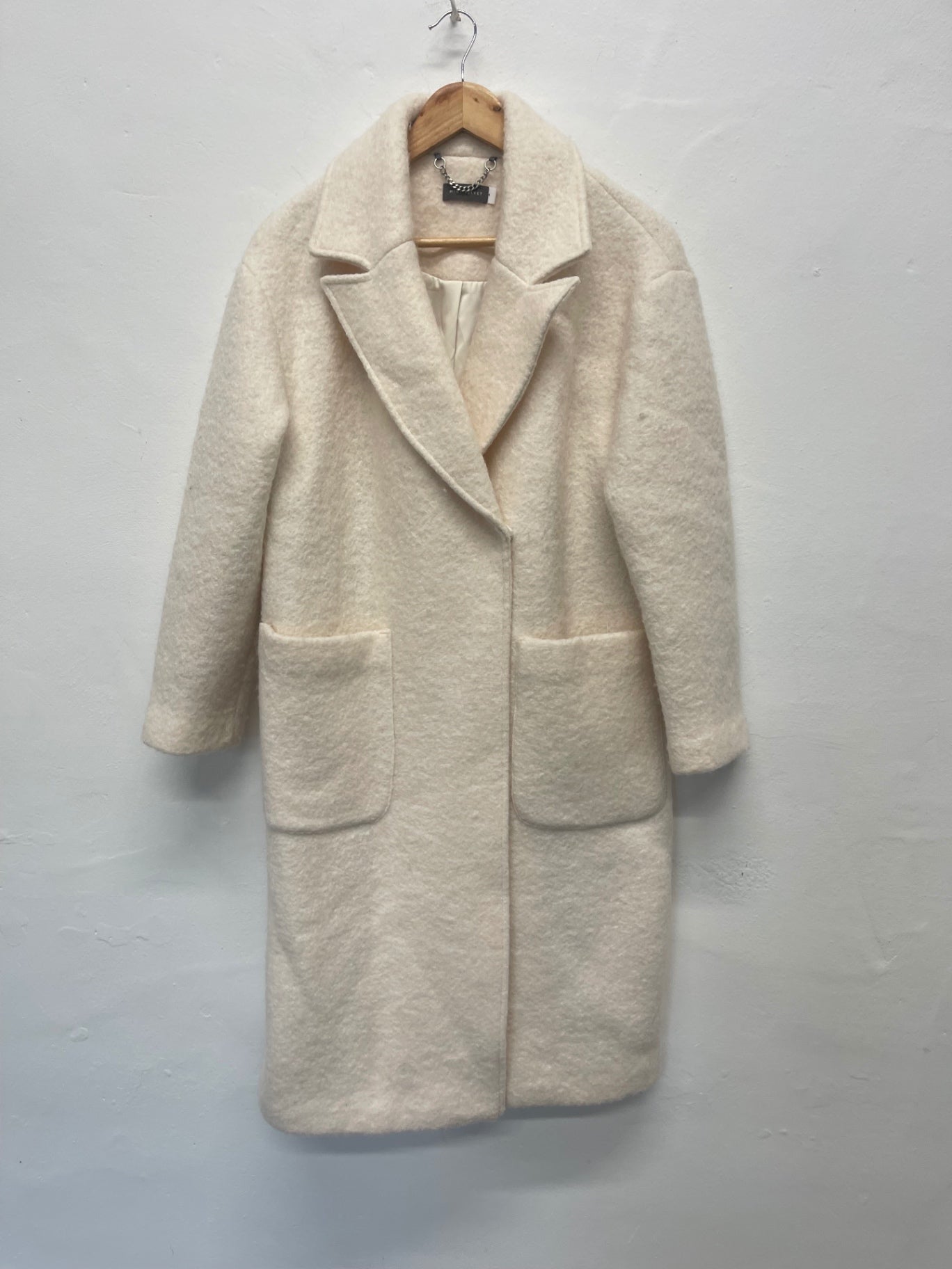 Fabulous Mint Velvet wool blend fluffy Overcoat UkM Ivory Rrp 175 PS586