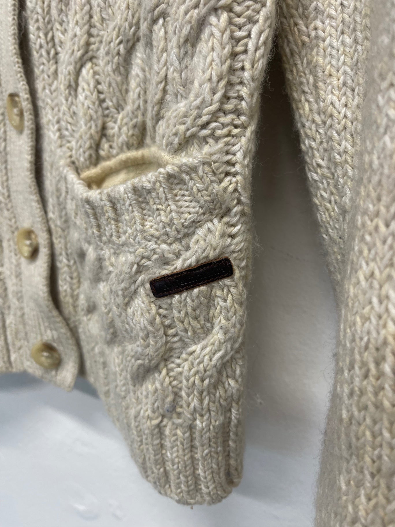 Fabulous PeakPerformance wool cotton Cottagecore Cardigan UkL cream PS586