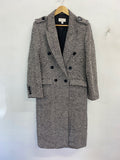 Classic REISS Overcoat UK12 Black and white Herringbone tweed PS586