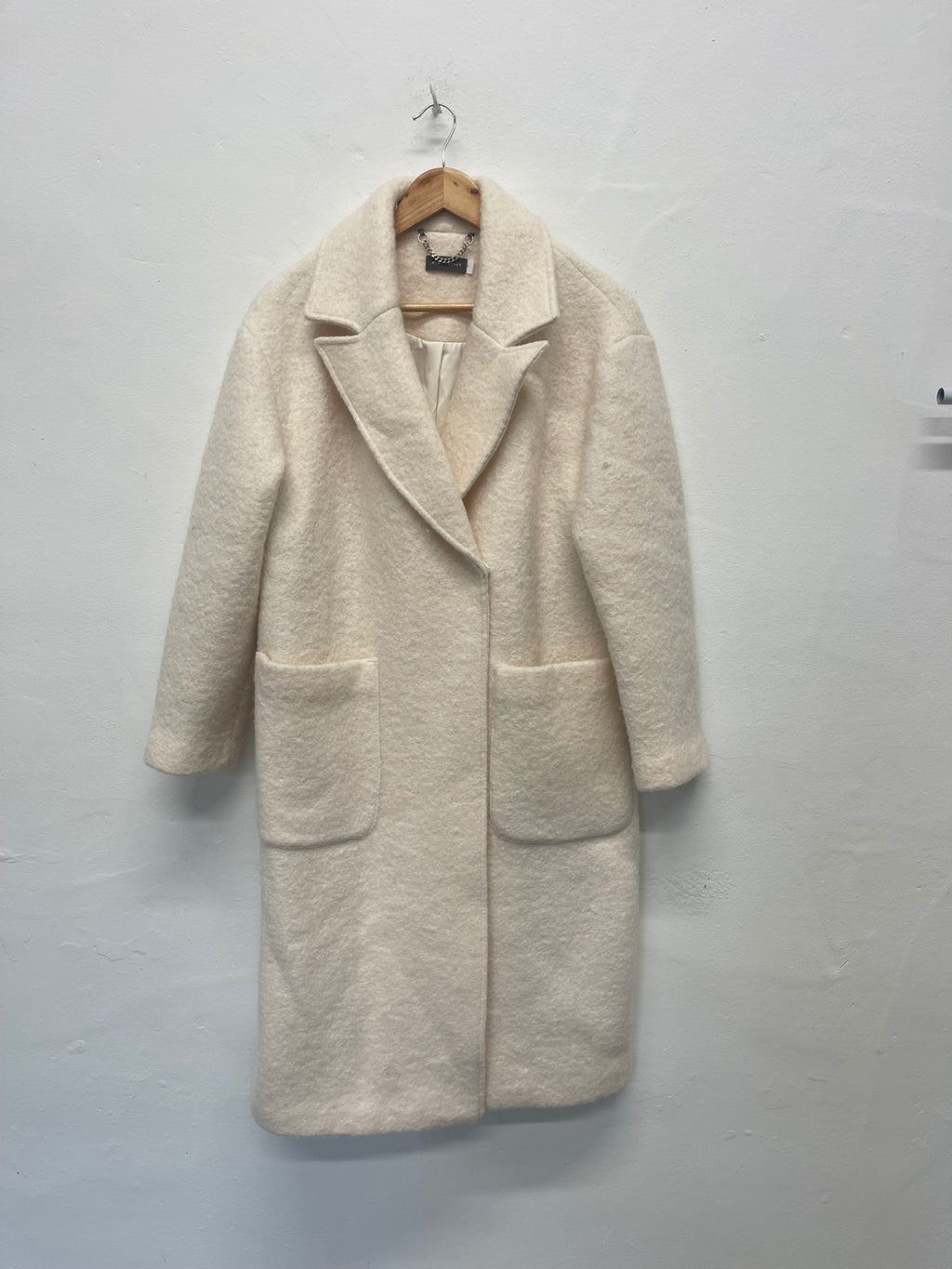 Fabulous Mint Velvet wool blend fluffy Overcoat UkM Ivory Rrp 175 PS586