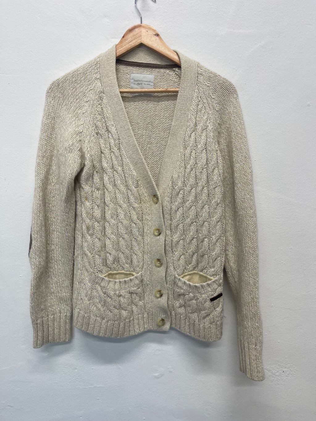 Fabulous PeakPerformance wool cotton Cottagecore Cardigan UkL cream PS586