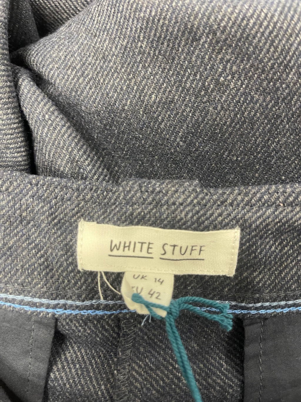 Fabulous White Stuff Belle wool blend Trousers Uk14 Navy JG589