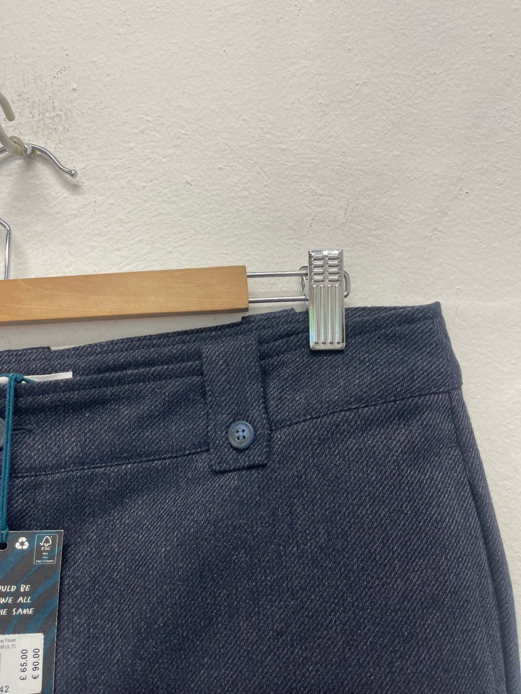 Fabulous White Stuff Belle wool blend Trousers Uk14 Navy JG589