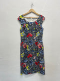 Fabulous L.K. Bennett Phi funky Dress Uk14 Black Ditsy JG589