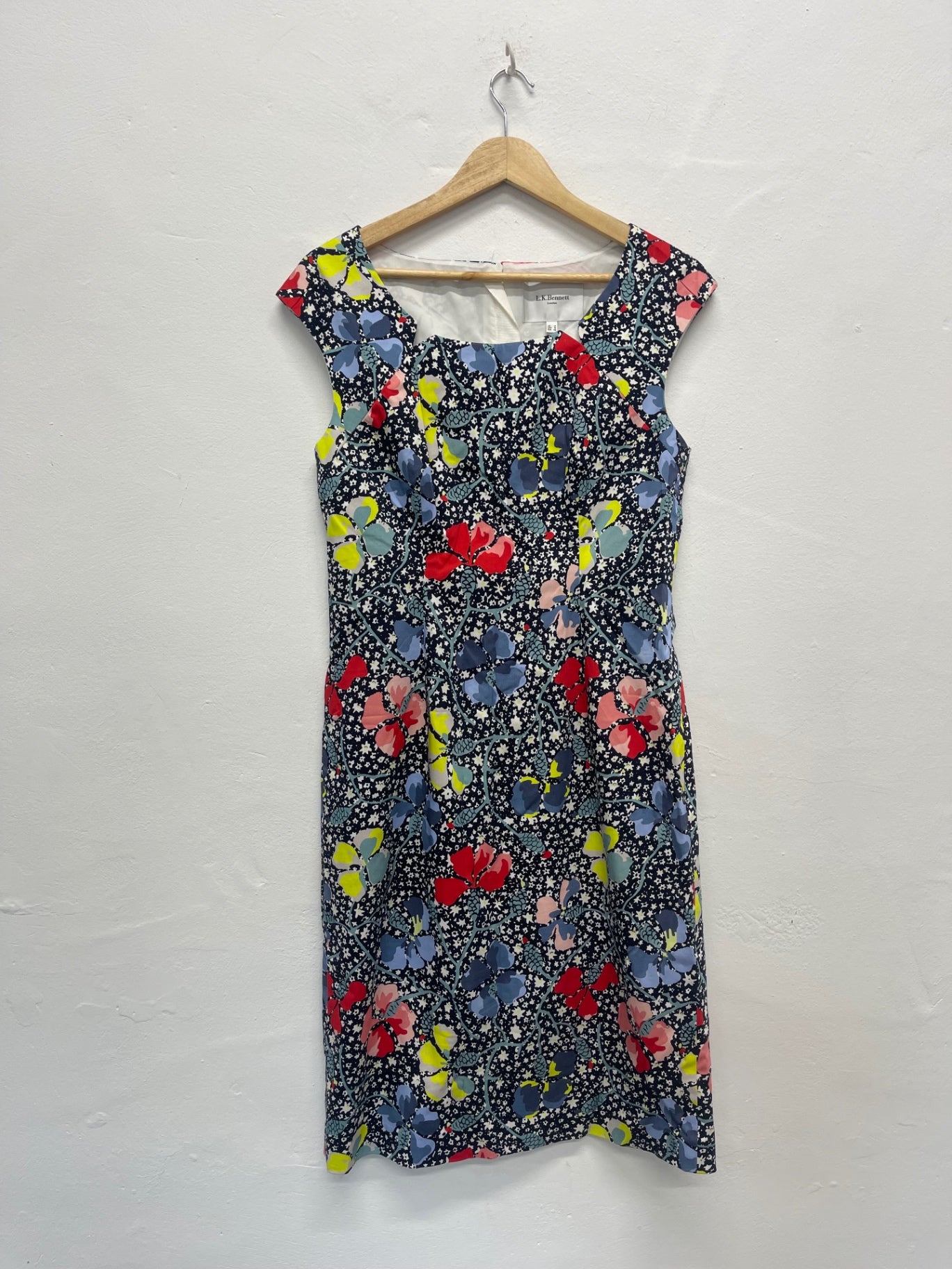 Fabulous L.K. Bennett Phi funky Dress Uk14 Black Ditsy JG589
