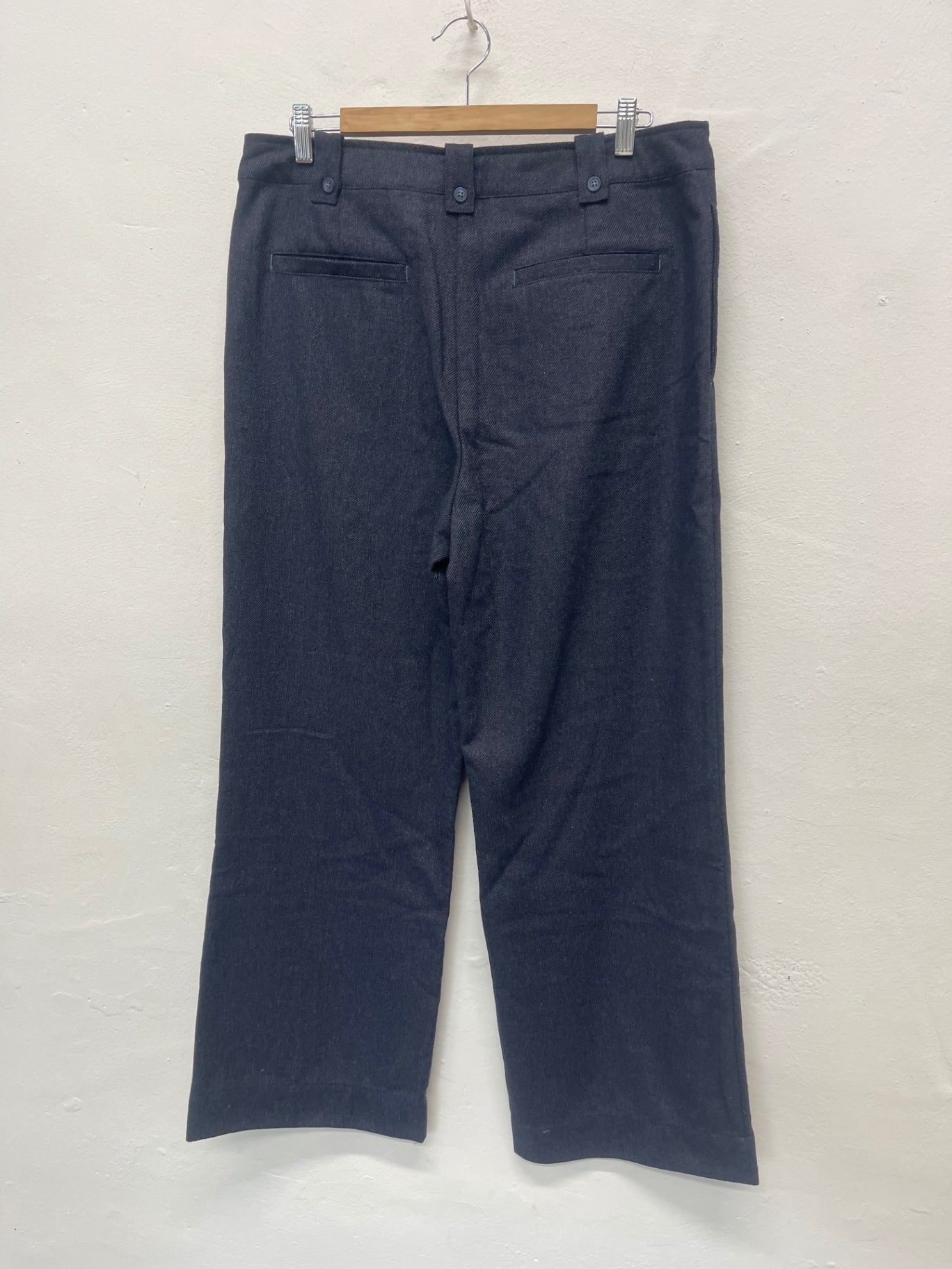 Fabulous White Stuff Belle wool blend Trousers Uk14 Navy JG589