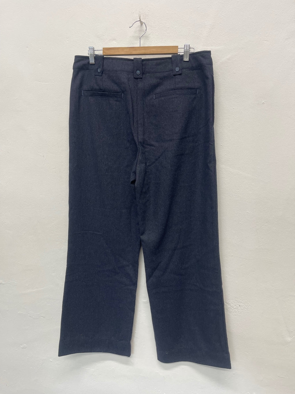 Fabulous White Stuff Belle wool blend Trousers Uk14 Navy JG589