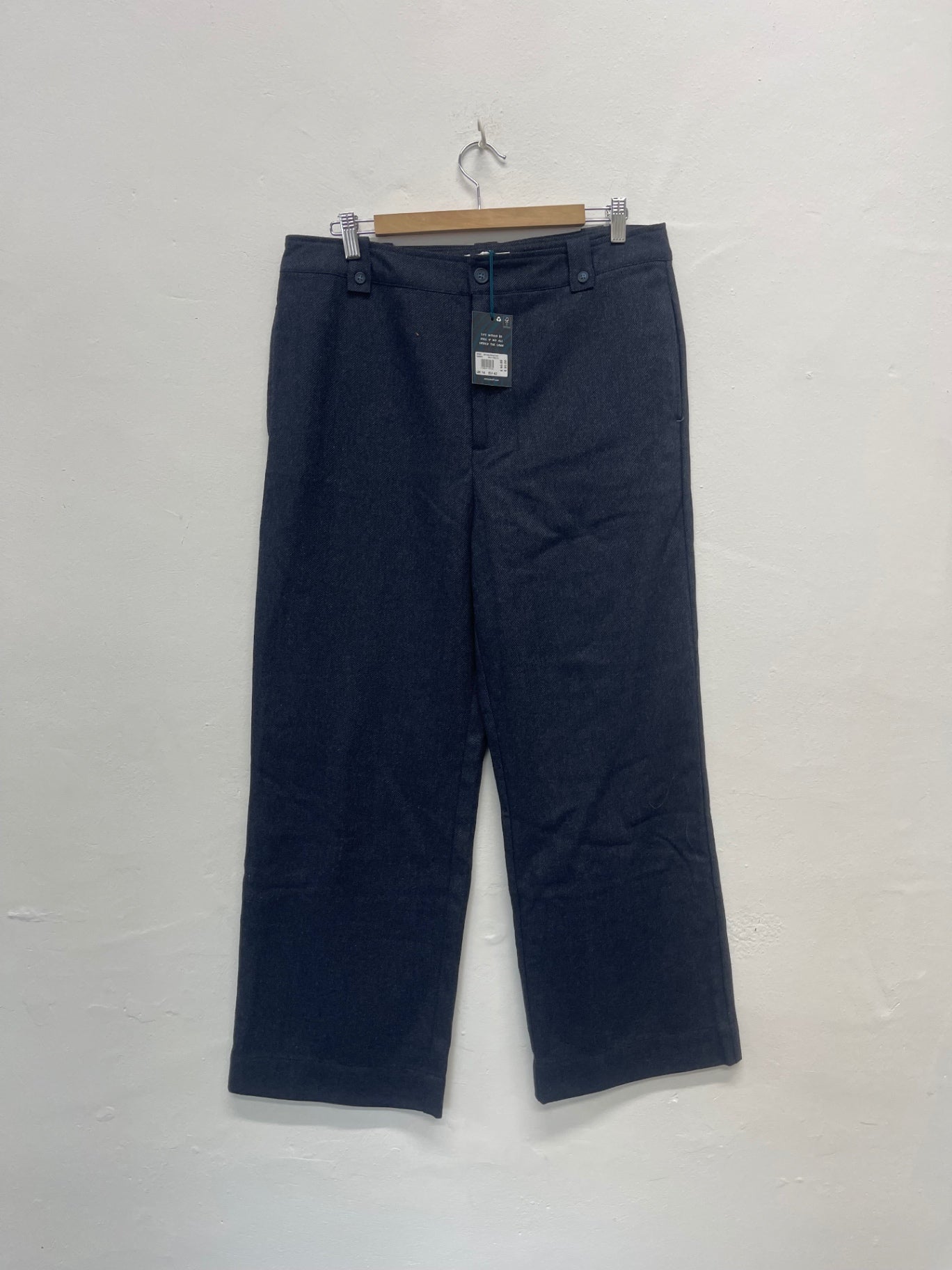 Fabulous White Stuff Belle wool blend Trousers Uk14 Navy JG589