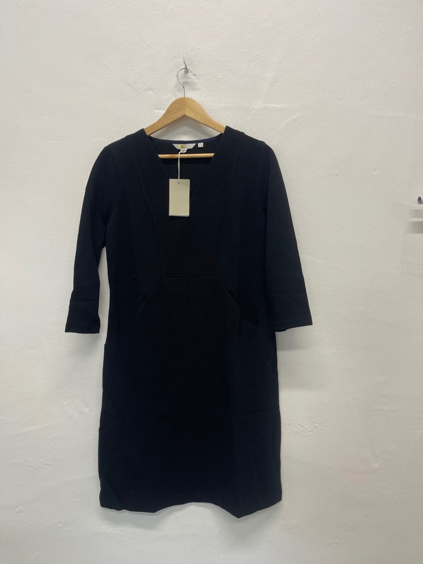 Fabulous Boden Jo235 Ribbed Dress Uk 14 Long New Black jG589