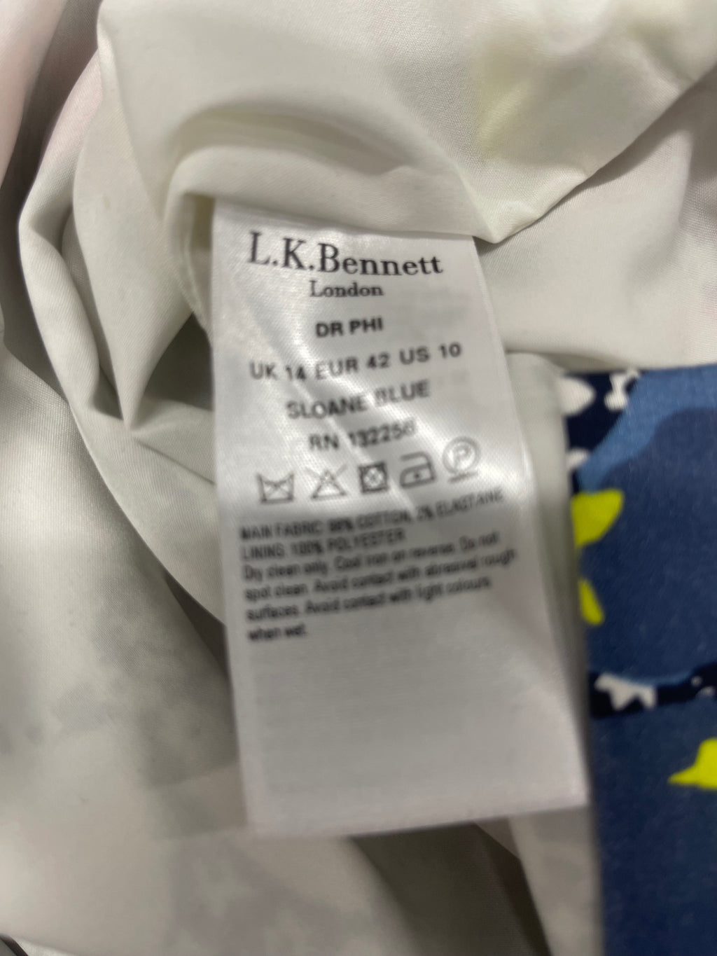 Fabulous L.K. Bennett Phi funky Dress Uk14 Black Ditsy JG589