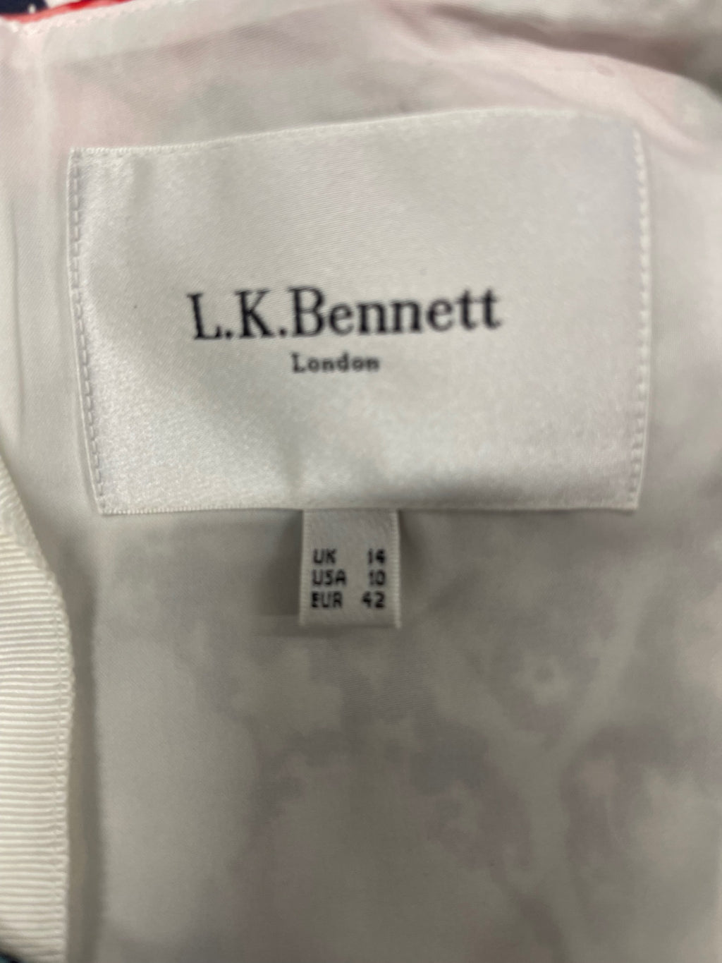Fabulous L.K. Bennett Phi funky Dress Uk14 Black Ditsy JG589