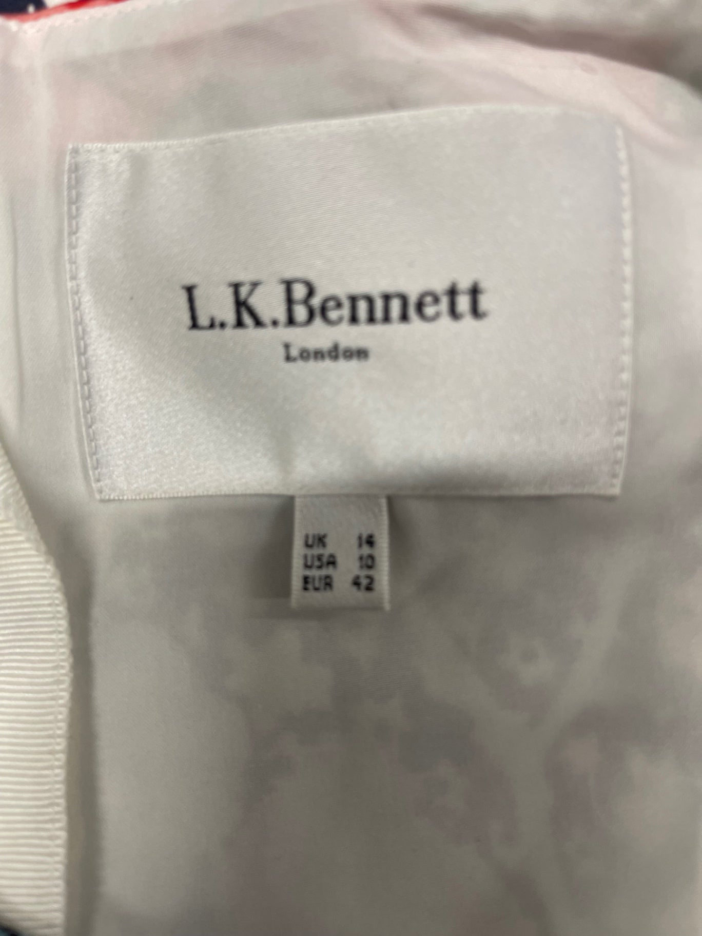 Fabulous L.K. Bennett Phi funky Dress Uk14 Black Ditsy JG589