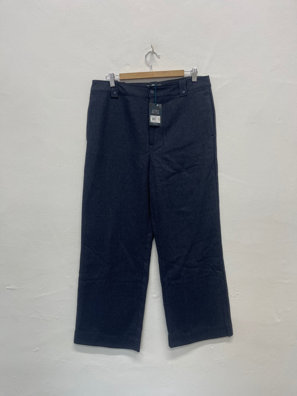 Fabulous White Stuff Belle wool blend Trousers Uk14 Navy JG589