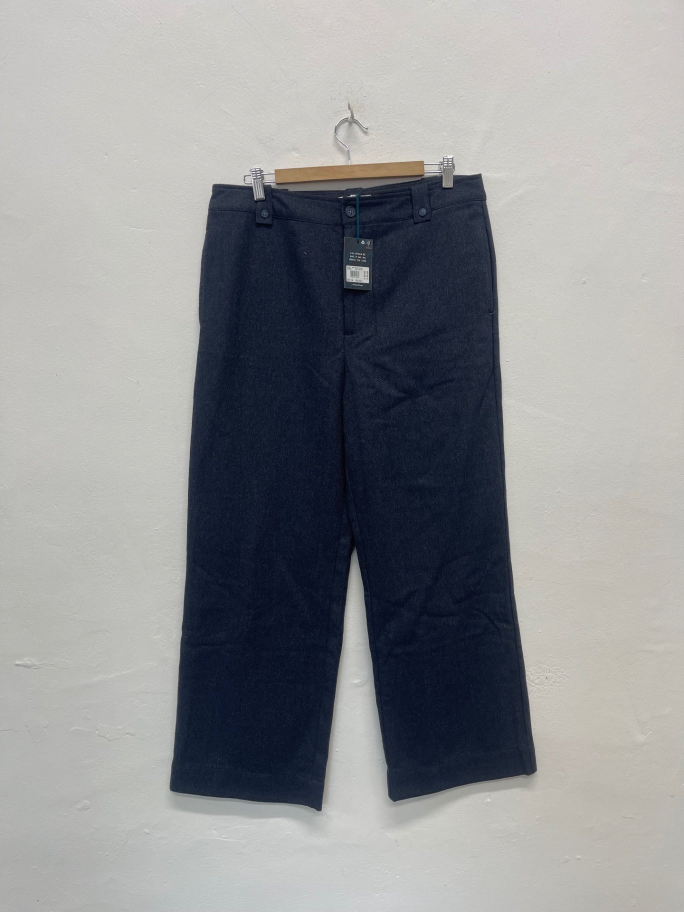 Fabulous White Stuff Belle wool blend Trousers Uk14 Navy JG589
