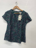 Fabulous BODEN silk blend Blouse UK12 Navy blue JG589