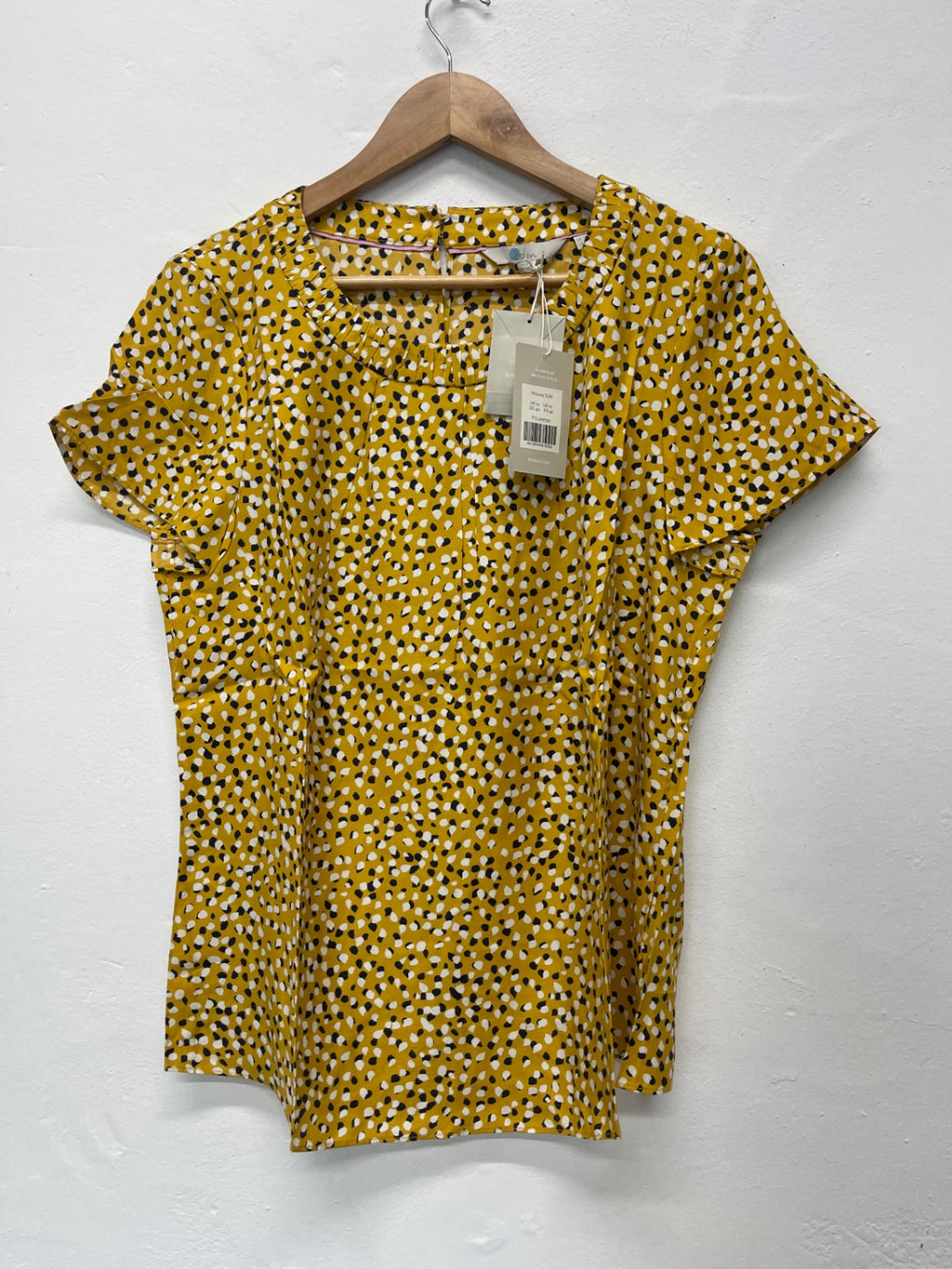 Fabulous Boden Top silk blend spotted Uk14 Mustard JG589