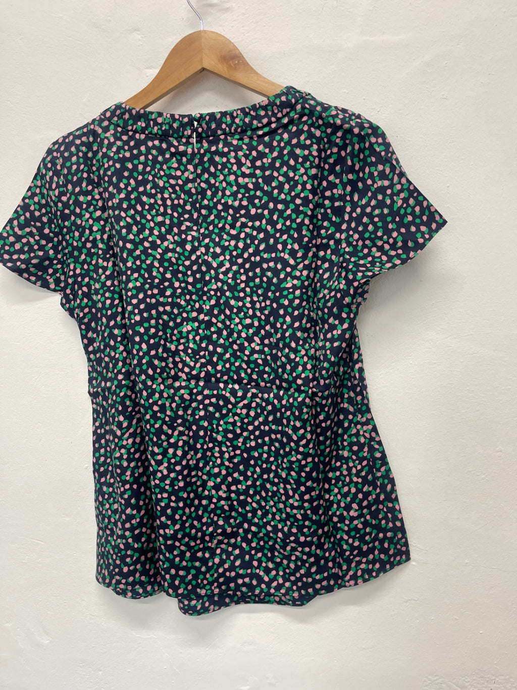 Fabulous BODEN silk blend Blouse UK12 Navy blue JG589