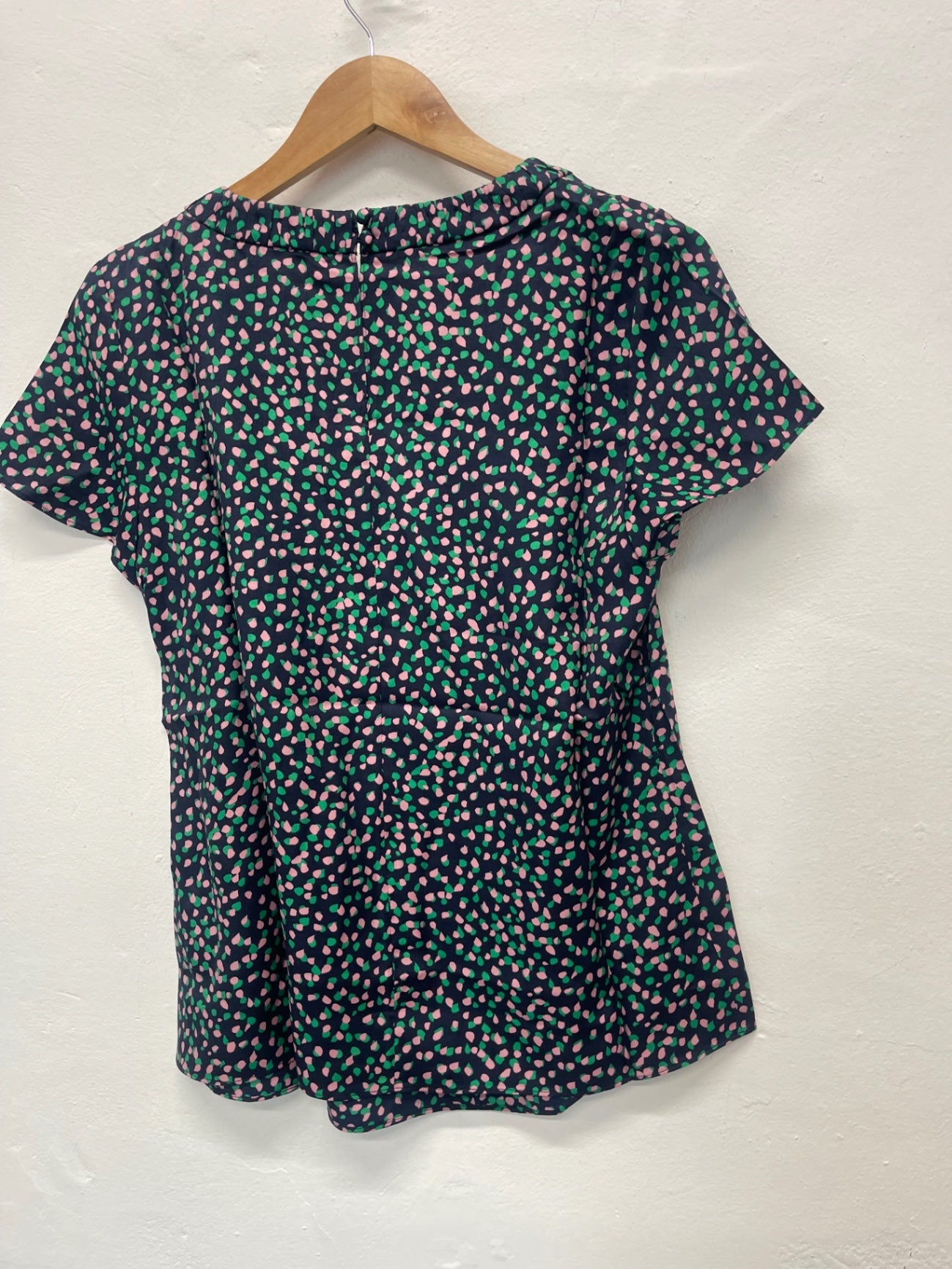 Fabulous BODEN silk blend Blouse UK12 Navy blue JG589