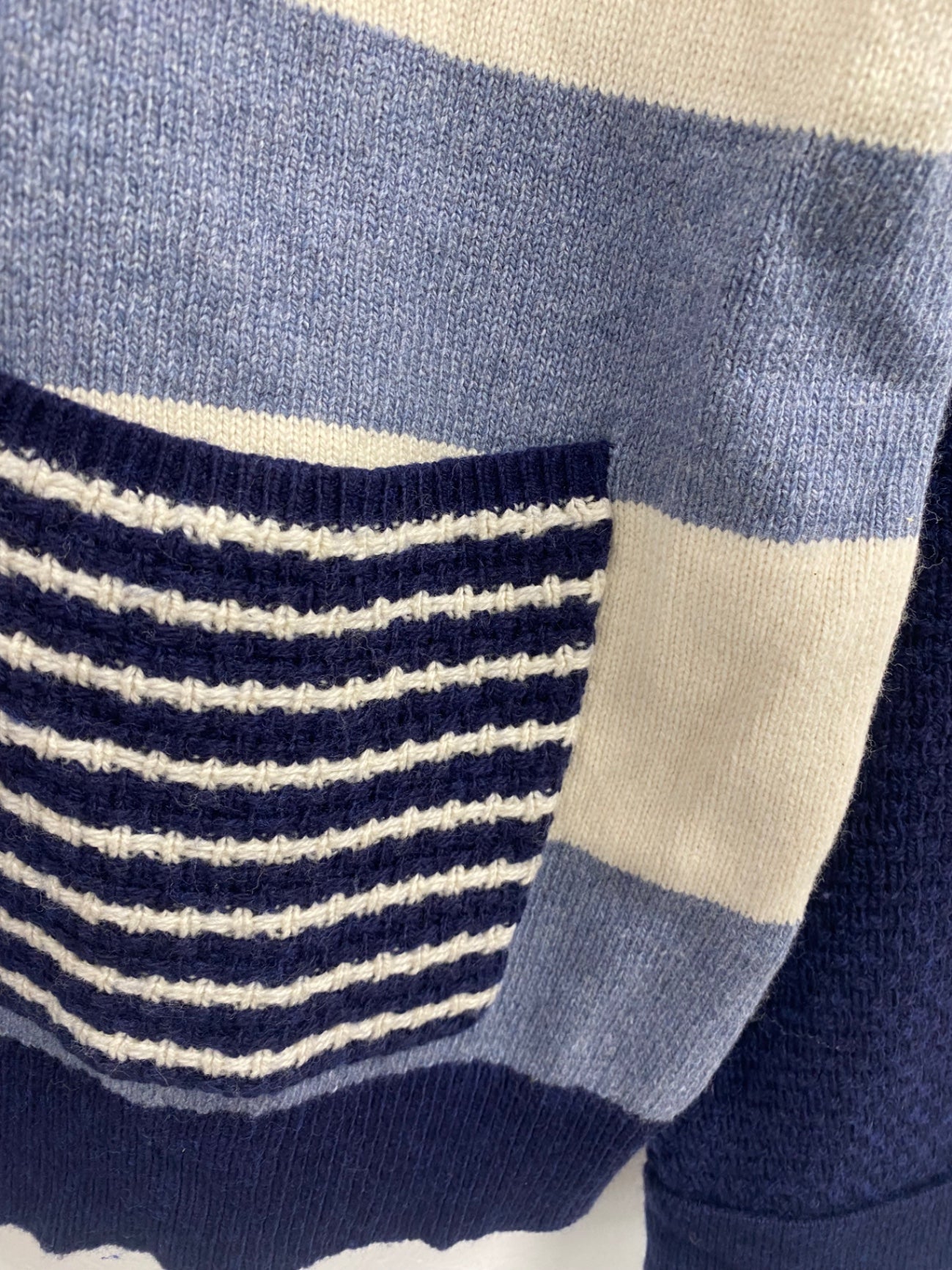 Fabulous WHITE STUFF Tyne stripe Sweater UK12 Beige, navy, red, and light blue beach cottagecore JG589