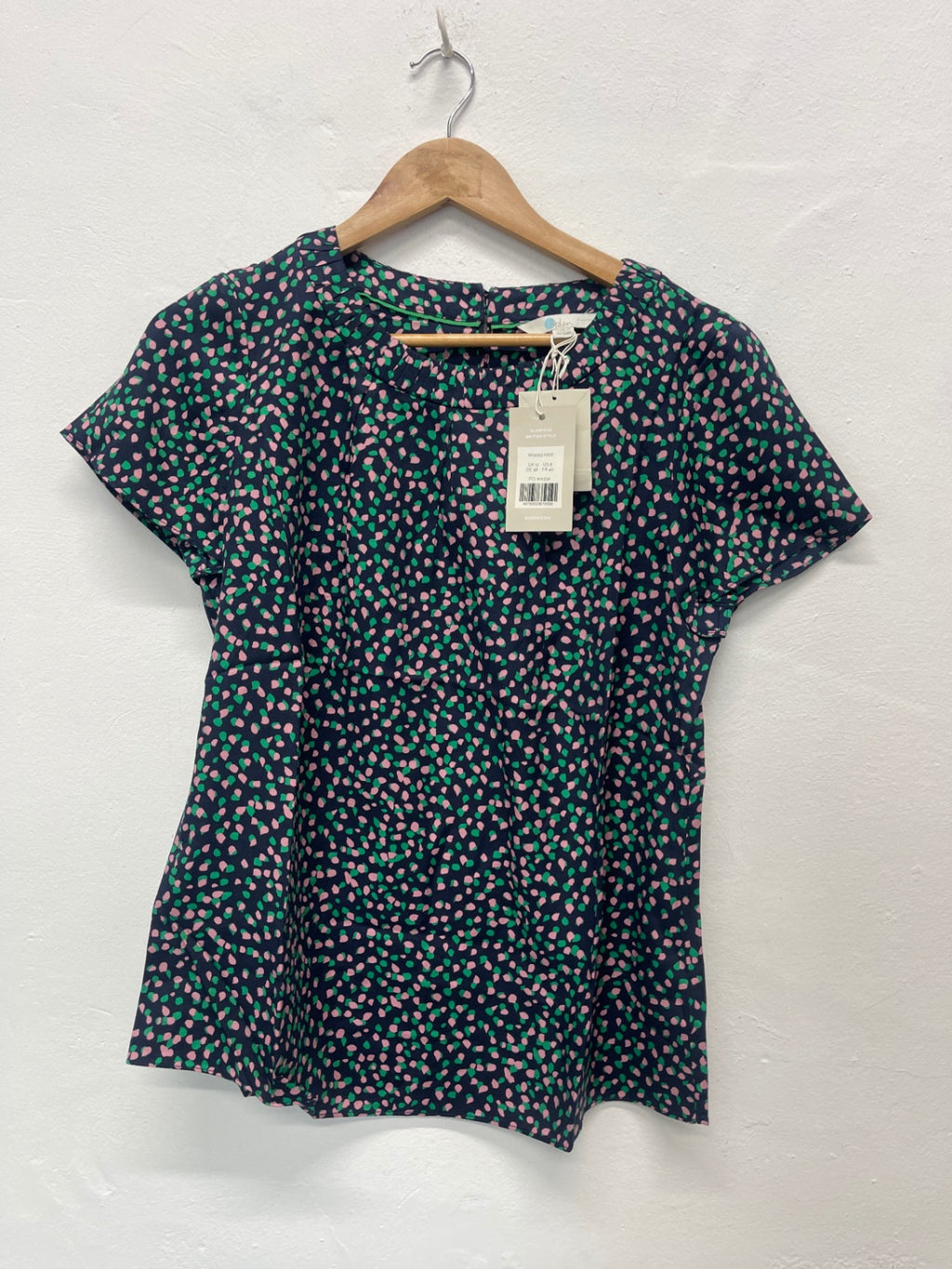 Fabulous BODEN silk blend Blouse UK12 Navy blue JG589